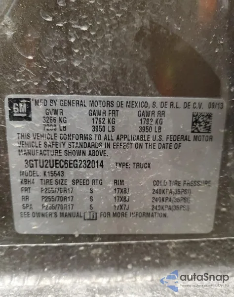 2014 GMC Sierra K1500 Sle from USA, damaged, VIN 3GTU2UEC6EG232014